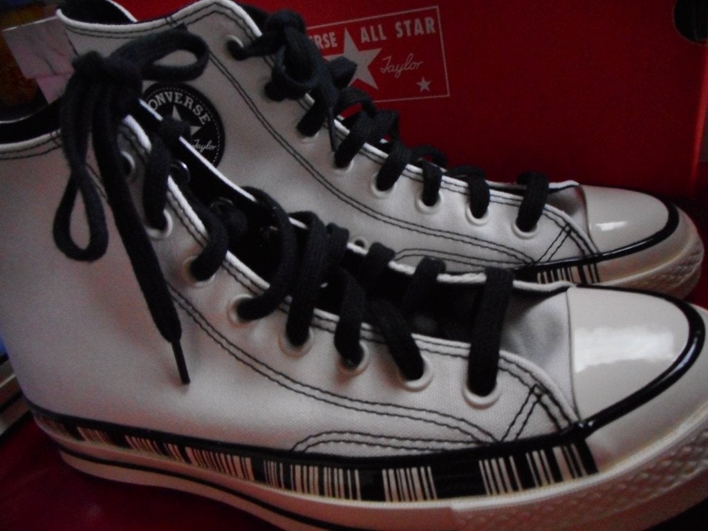 Converse 41 wit wit/zwart motief rand, Ophalen, Nieuw, Wit, Sneakers