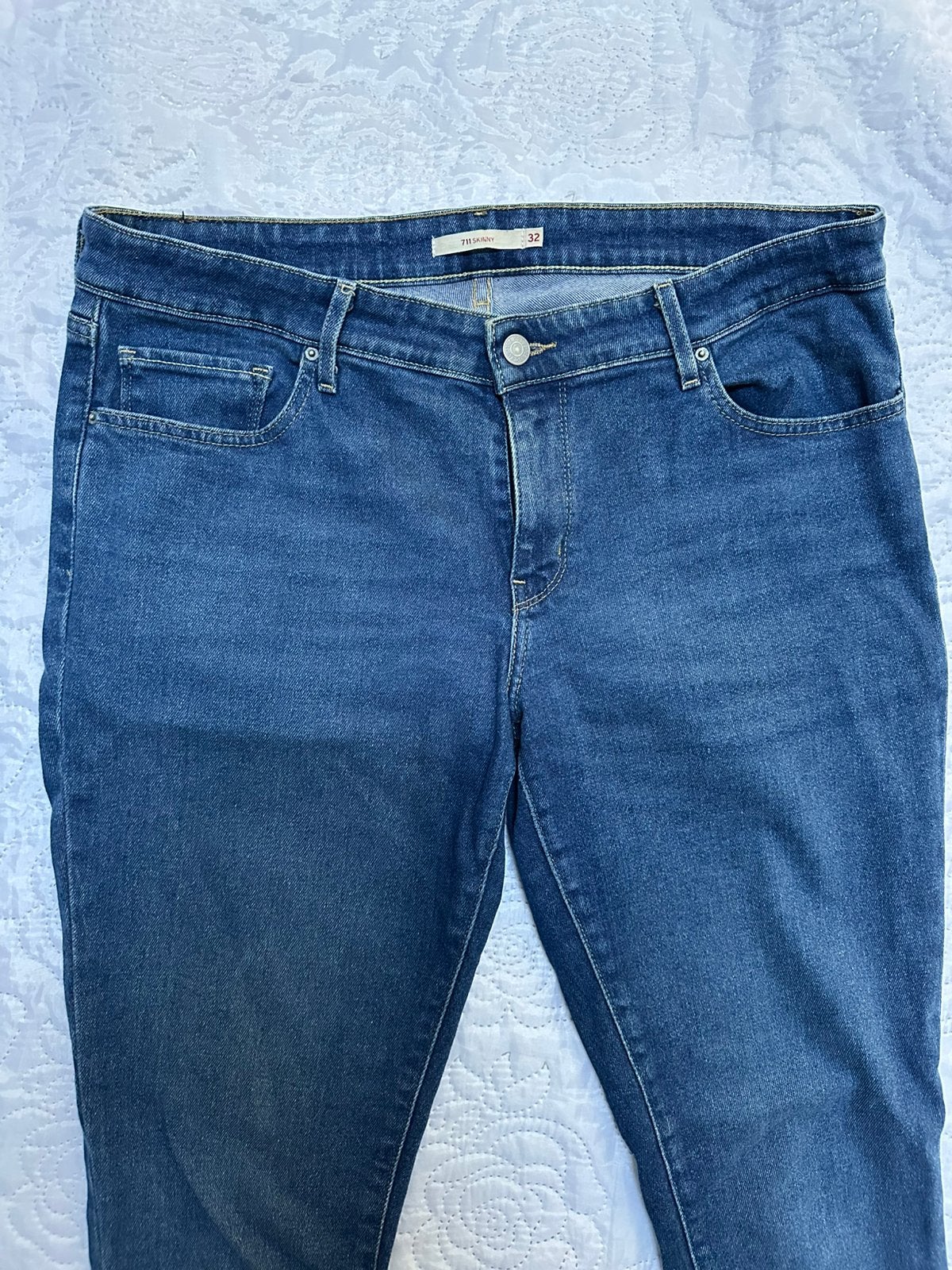 Levi's 711 Skinny Jeans — Ruw blauw — Maat 42 (W32/L32), Verzenden, Zo goed als nieuw, Blauw, W30 - W32 (confectie 38/40)