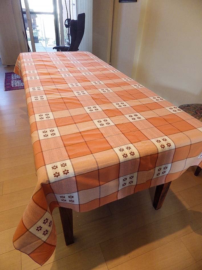 Authentiek Retro-Tafelkleed: 245x135cm., Huis en Inrichting, Ophalen, Oranje, Zo goed als nieuw, Katoen