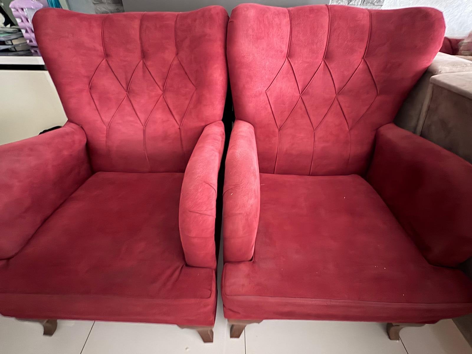 Sofa Rood en beige, Ophalen, Gebruikt, Vierpersoons of meer