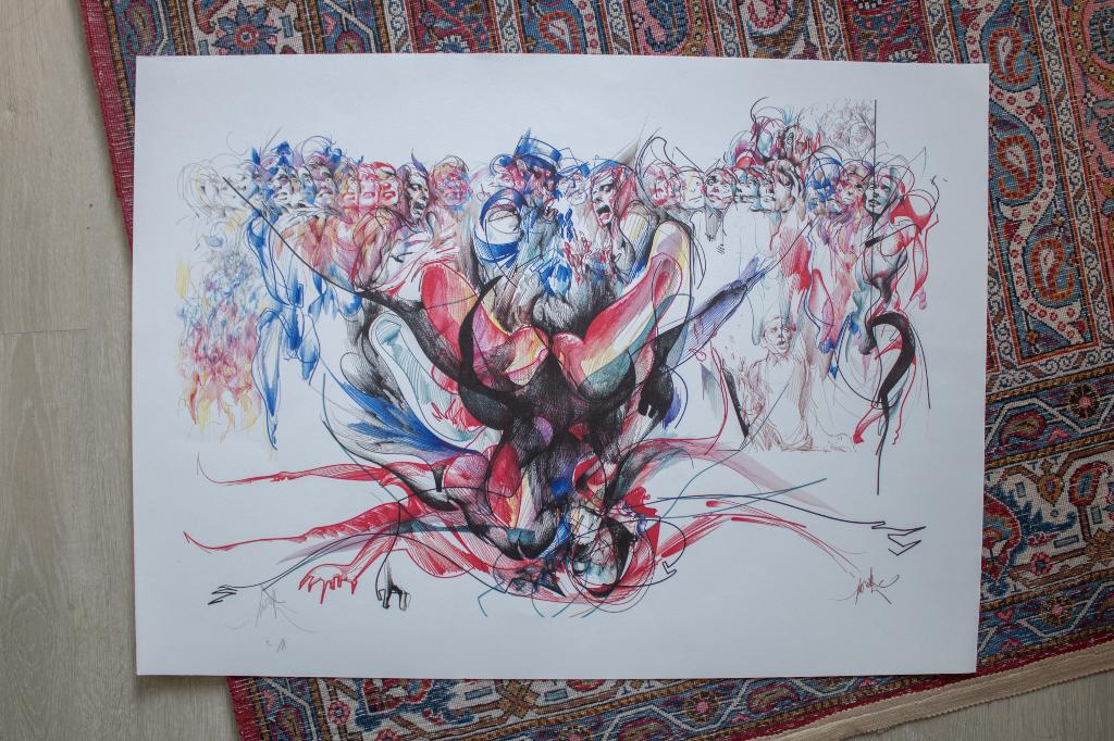 Raymond Moretti Litho 1, Jacques Brel, Antiek en Kunst, Kunst | Litho's en Zeefdrukken, Ophalen of Verzenden