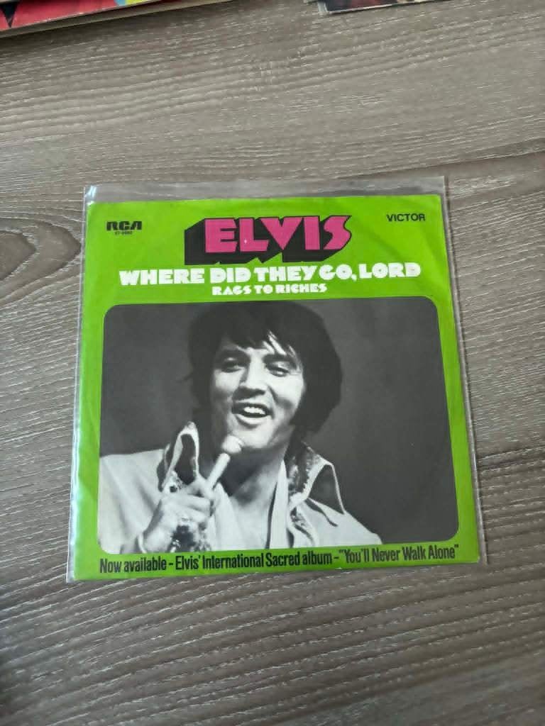 Elvis single, Where did they go lord,/rags to riches,10 euro, Cd's en Dvd's, Vinyl Singles, Gebruikt, 7 inch, Ophalen of Verzenden