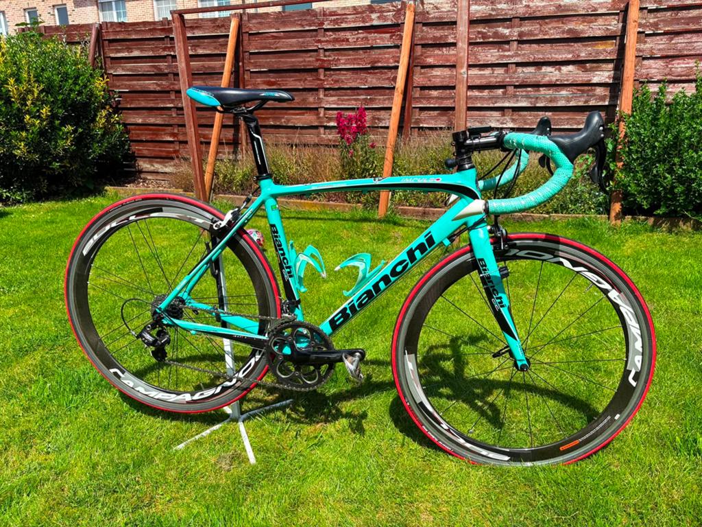 Koersfietsen Bianchi met Carbon wielen, Ophalen, Gebruikt