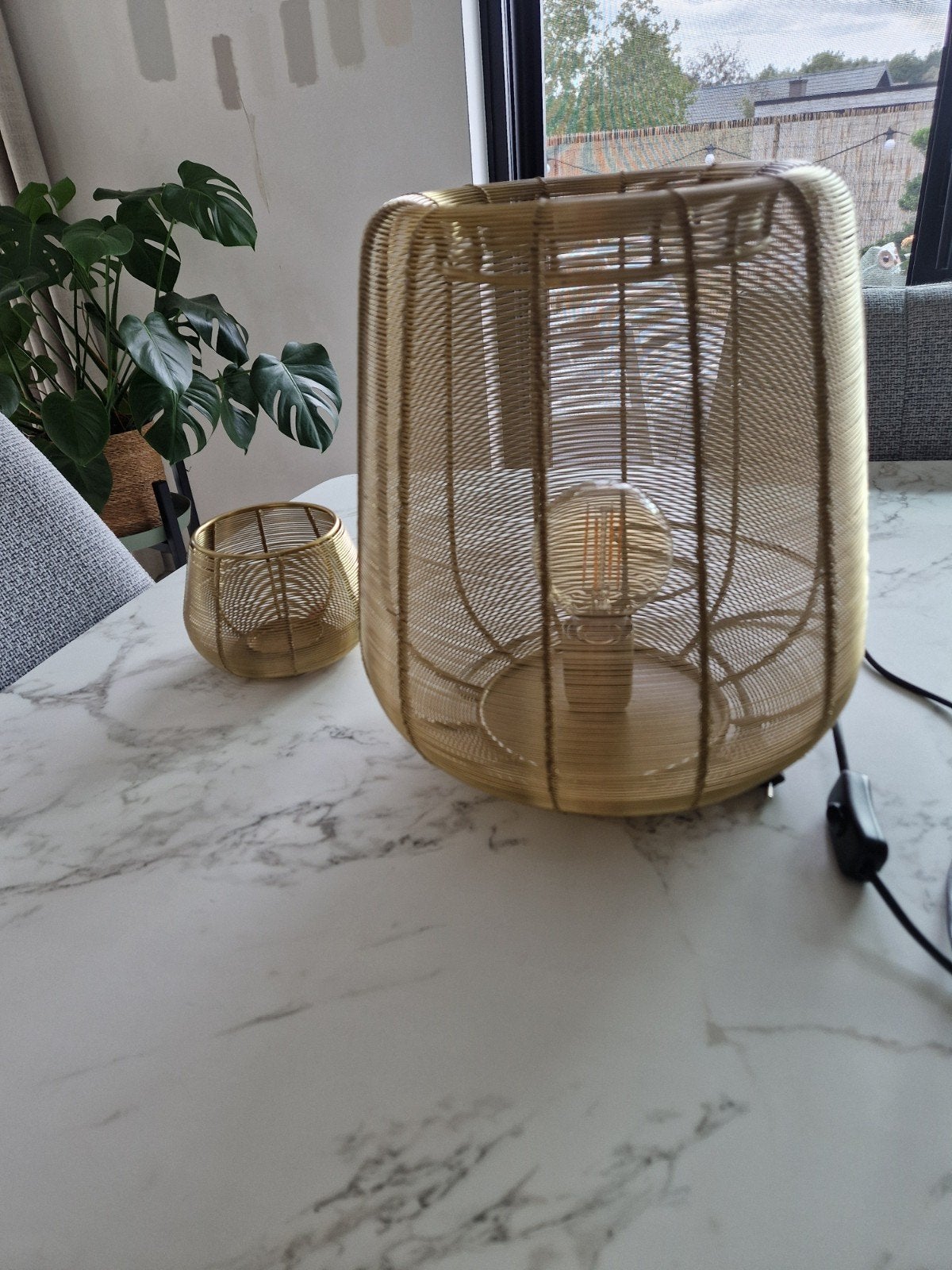 Sfeerlamp Light&Living en theelicht houder., Ophalen, Goud