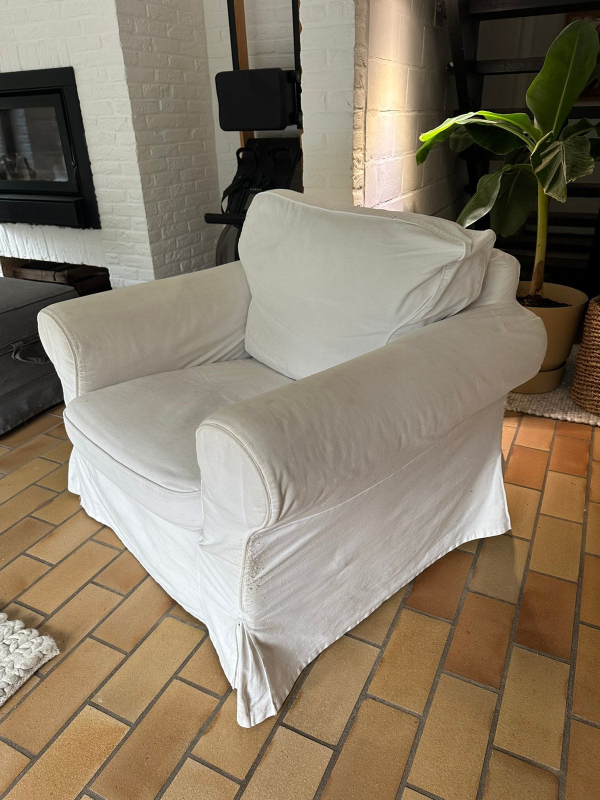 Fauteuil IKEA EKTORP blanc, Jardin & Terrasse, Enlèvement, Utilisé