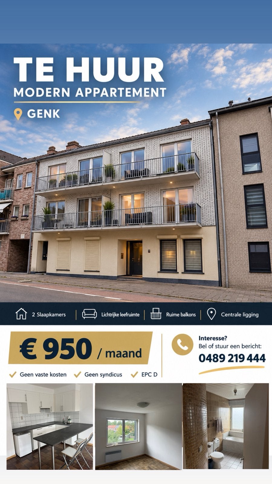 2 slaapkamers GENK TE HUUR, Immo, Genk