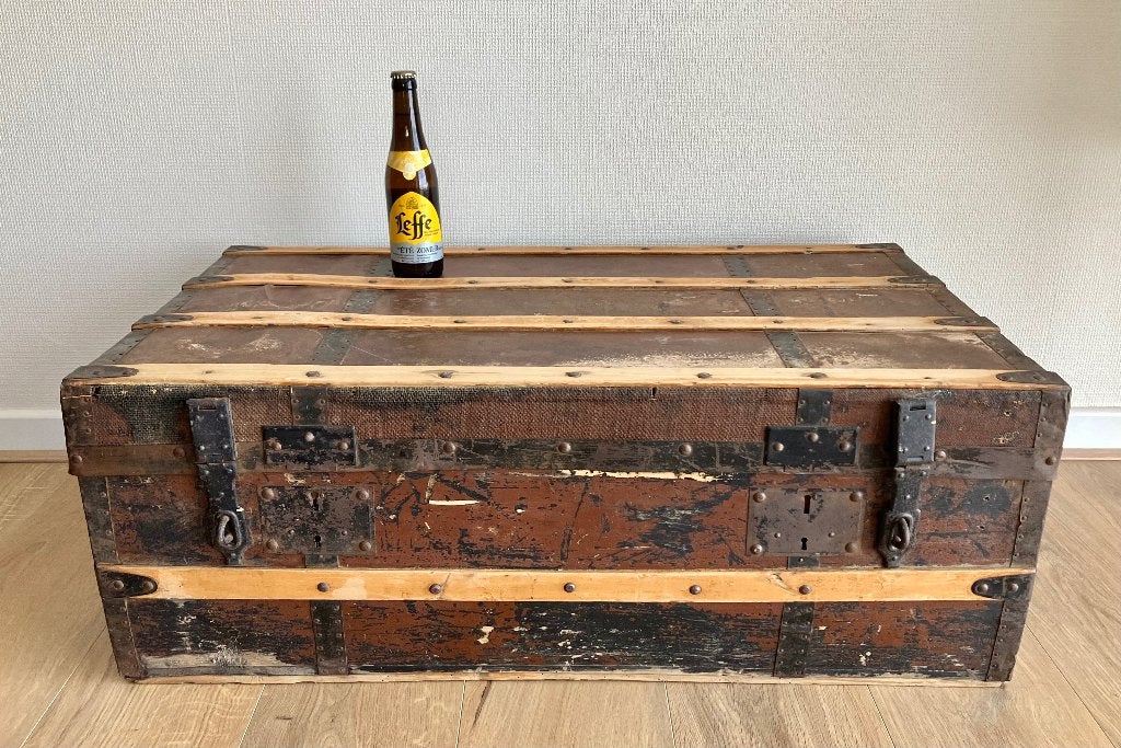 Oude grote kist of scheepskoffer, Huis en Inrichting, Woonaccessoires | Kisten, Ophalen