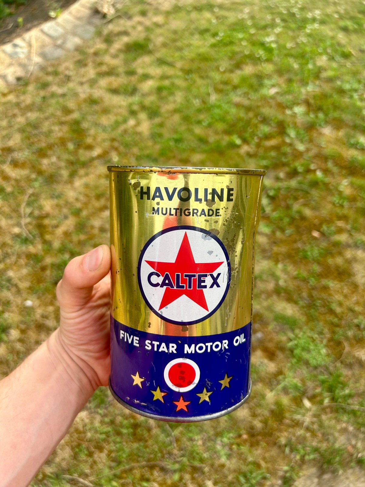 Bidon d’huile olieblik olie blik oil can Caltex Havoline, Verzamelen, Ophalen of Verzenden