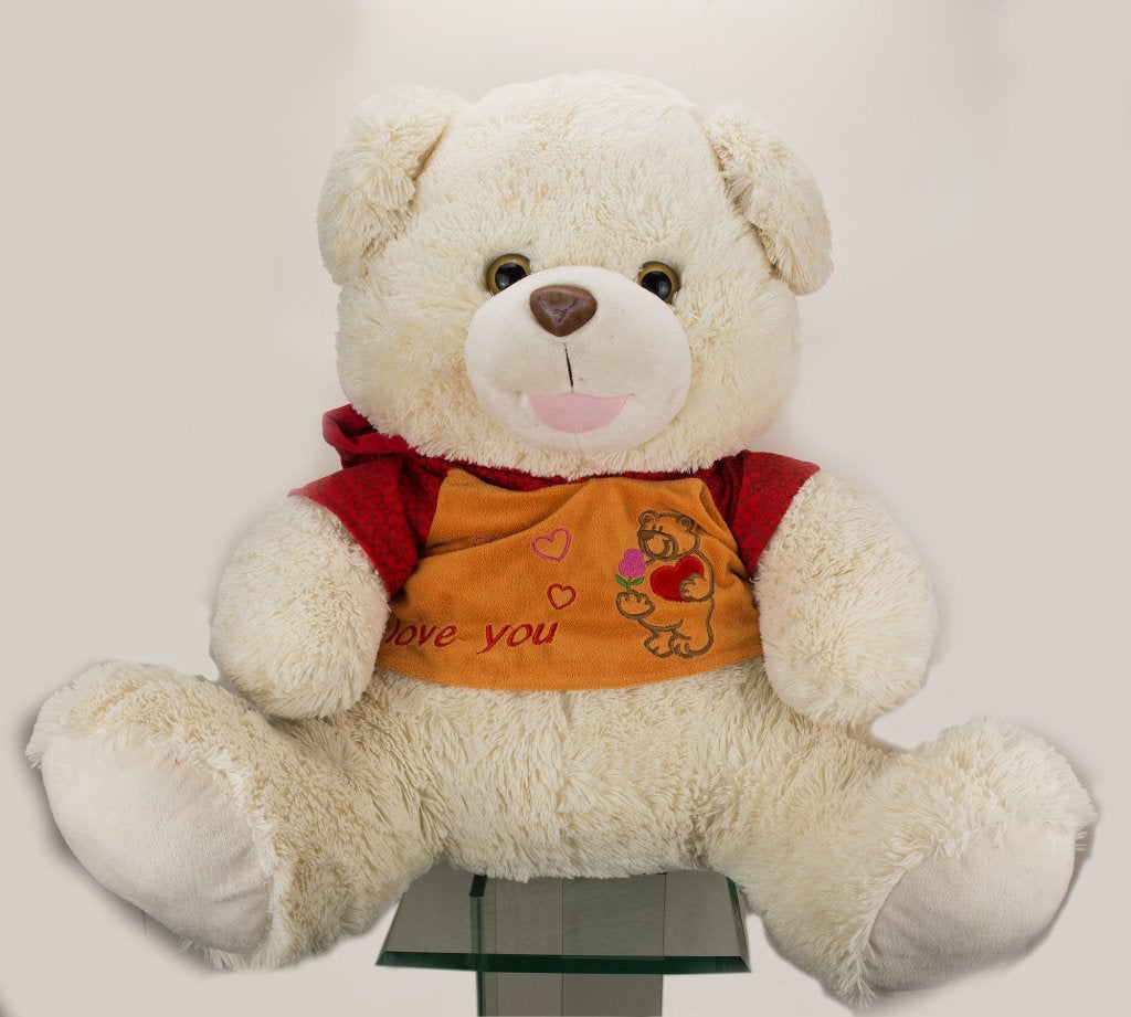 knuffelbeer grote witte beer met hoodie, Ophalen of Verzenden, Beer