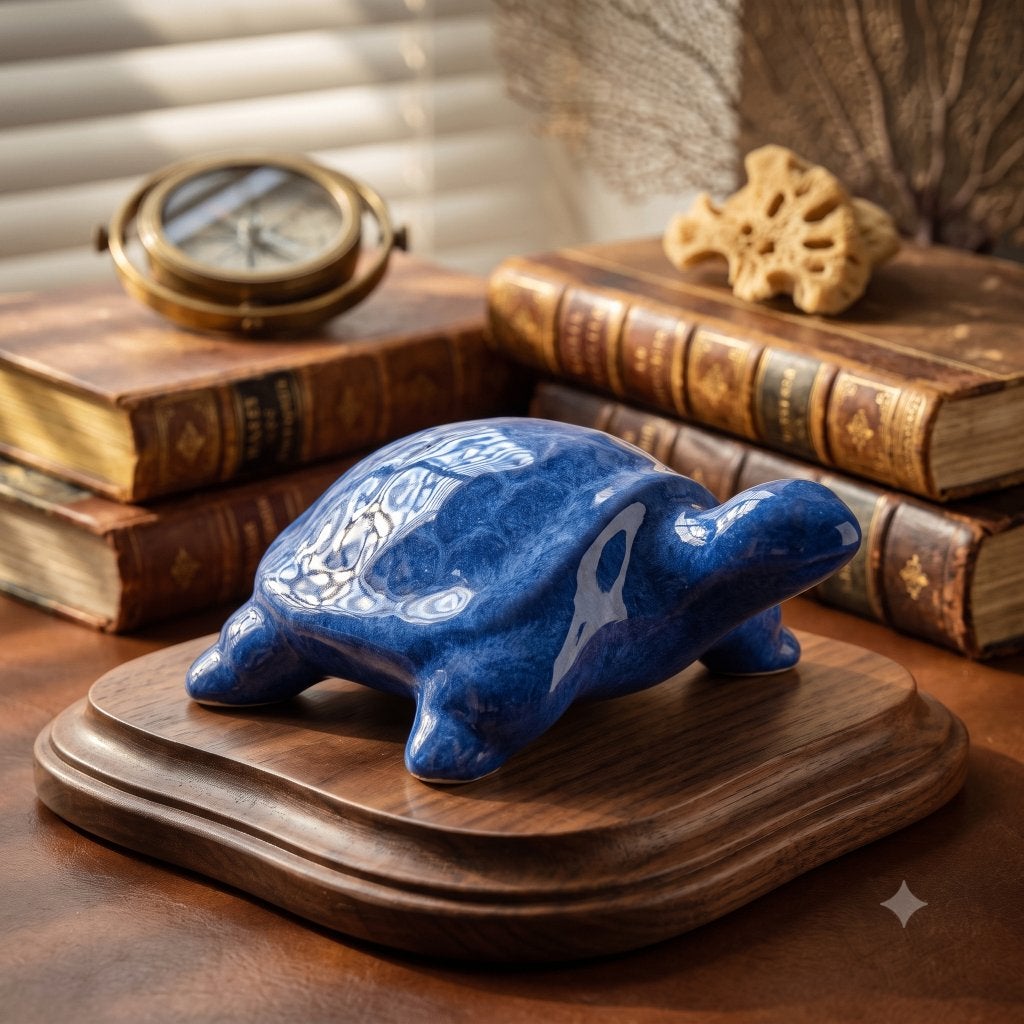 Tortue Décorative Céramique Émaillée Bleu Profond., Enlèvement ou Envoi