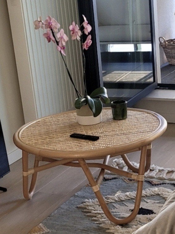Très belle table basse cannage Tikamoon, Maison & Meubles, Neuf, Rond, 50 à 100 cm, Enlèvement