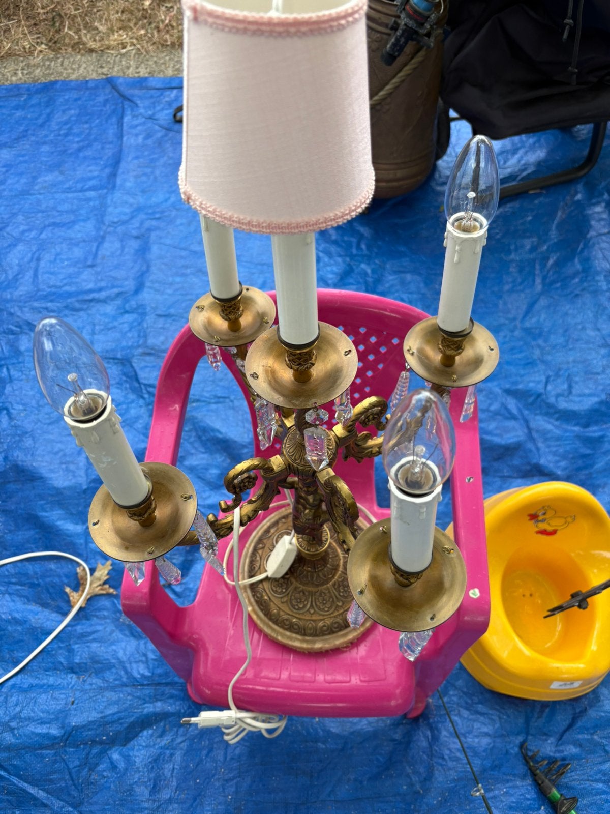 Antiek koper lamp, Ophalen, Zo goed als nieuw