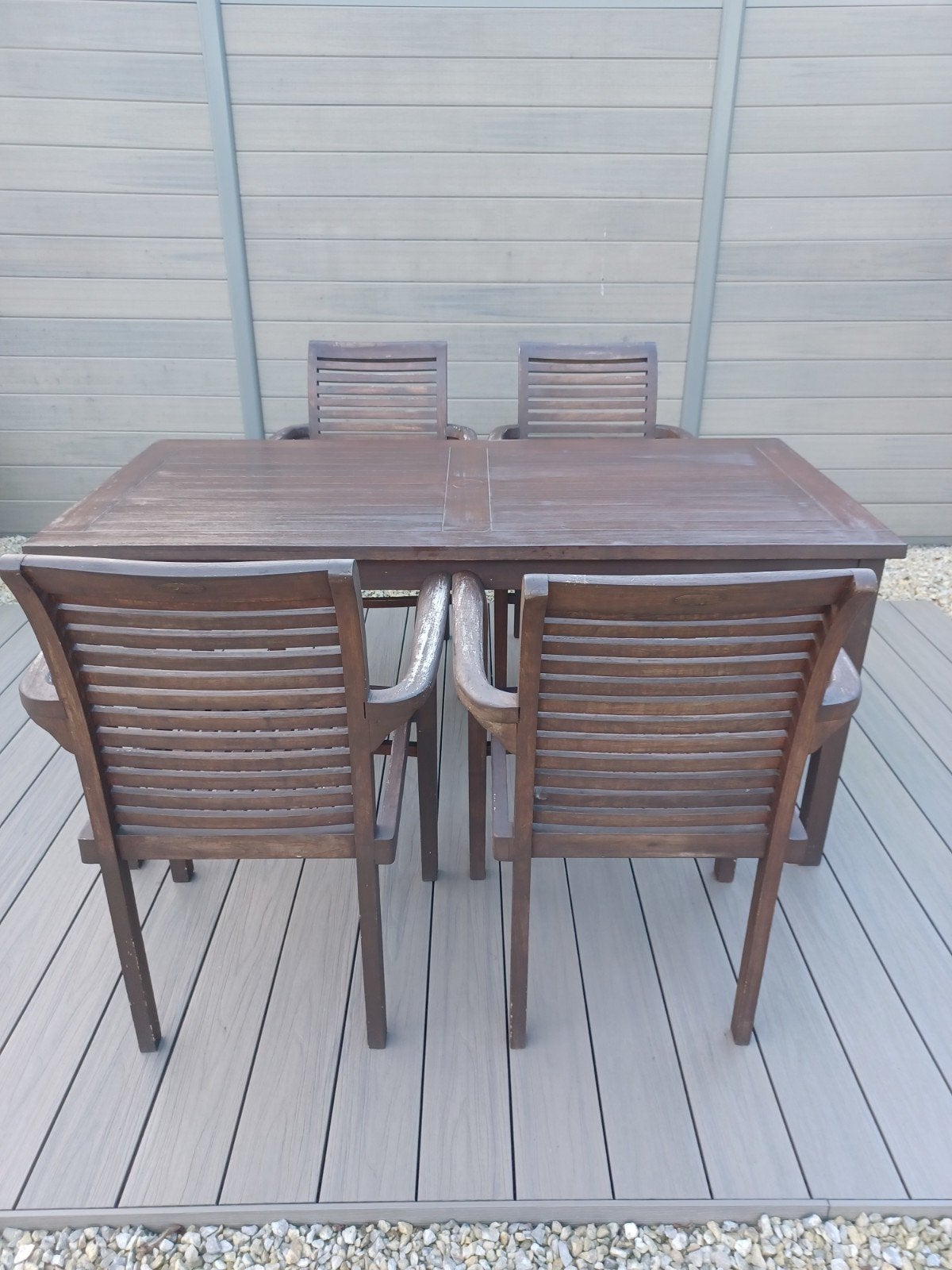 Tuinset in hardhout, Tuin en Terras, Ophalen, 4 zitplaatsen, Hardhout, Zo goed als nieuw
