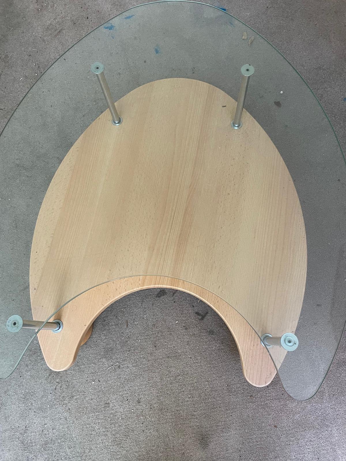 Houten salontafel met glazen oppervlak, Ophalen, Gebruikt, Overige vormen, Glas