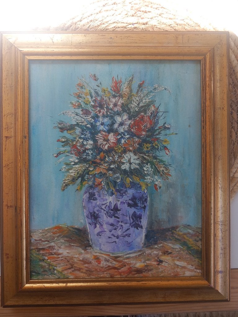 Olieverfschilderij van Roger GODART, Bloemen, Doek, Impressionistisch, Ophalen of Verzenden