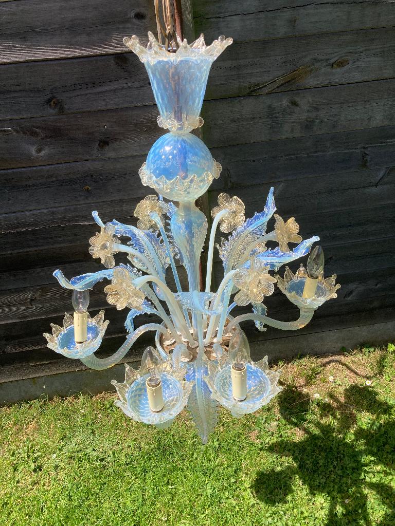 Venetiaanse luster blauw en goud transparant, Ophalen