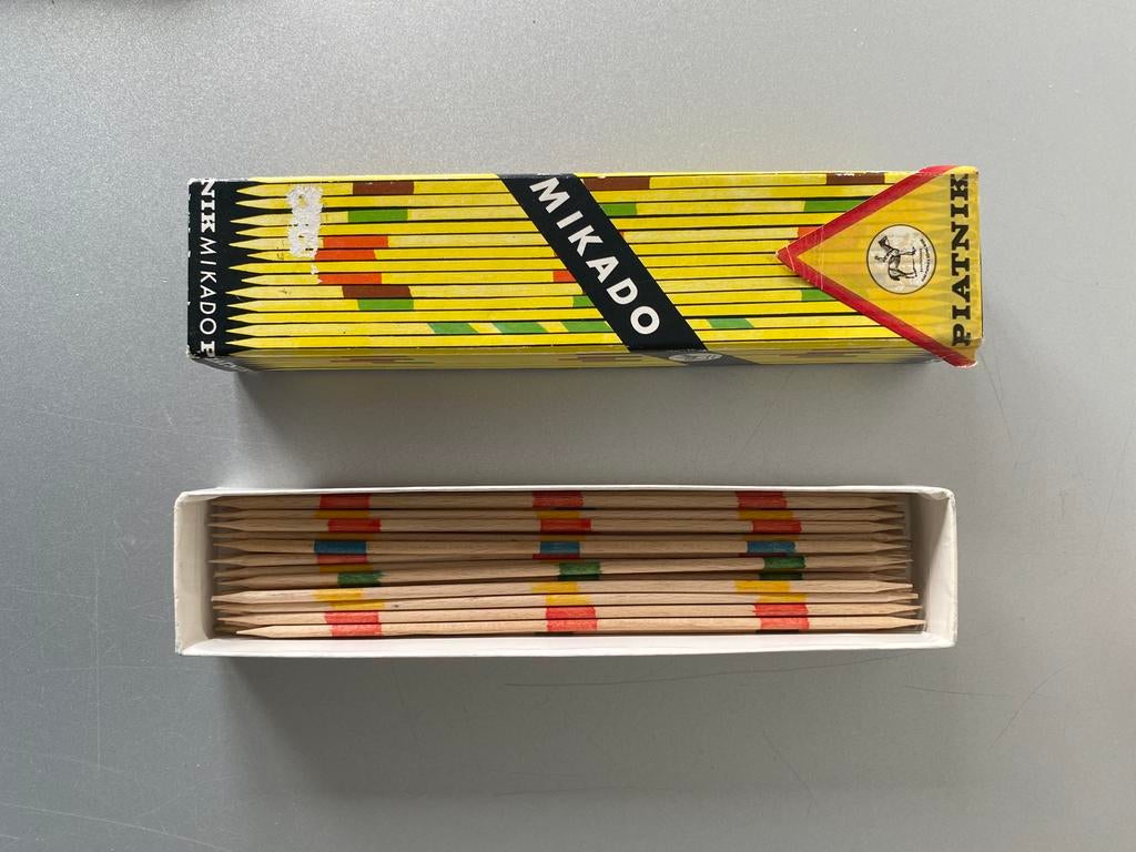 🍄 Mikado met houten stokjes in doosje, Ophalen of Verzenden, Gebruikt