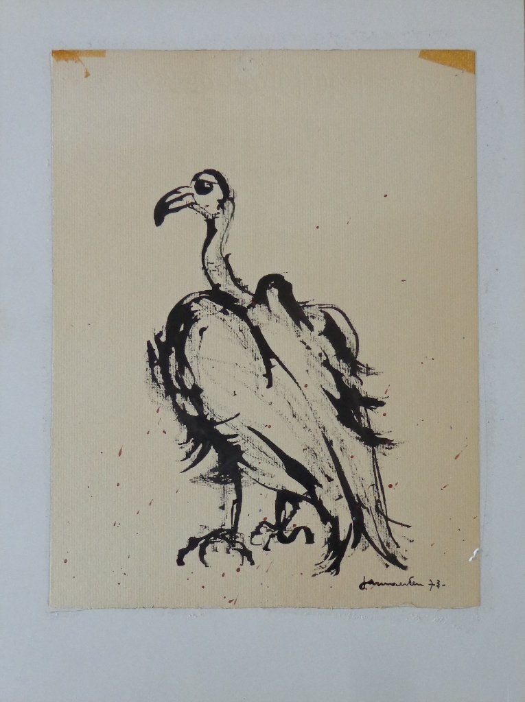 JAN VAERTEN / GIER / ORIGINEEL WERK / 40x30cm / SIG / 1973, Ophalen of Verzenden, Gesigneerd