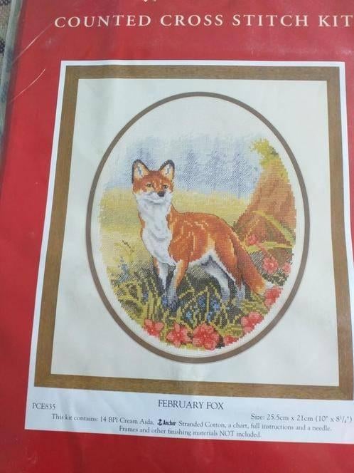 Borduurpakket Februari Fox van Anchor, Hobby en Vrije tijd, Borduren en Borduurmachines, Nieuw, Borduurpakket, Verzenden