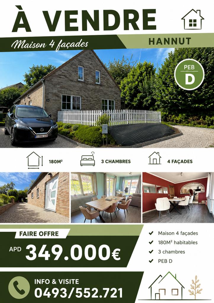 Maison 4 Façades 3 chambres 180M2 FO apd 349000€, Immo, Maisons à vendre