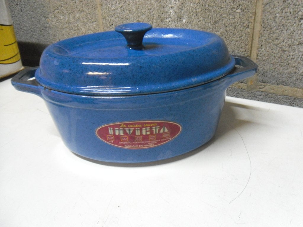 cocotte ovale en fonte émaillée 27 cm, Enlèvement ou Envoi, Comme neuf, Fonte, Casserole ou Cocotte-minute