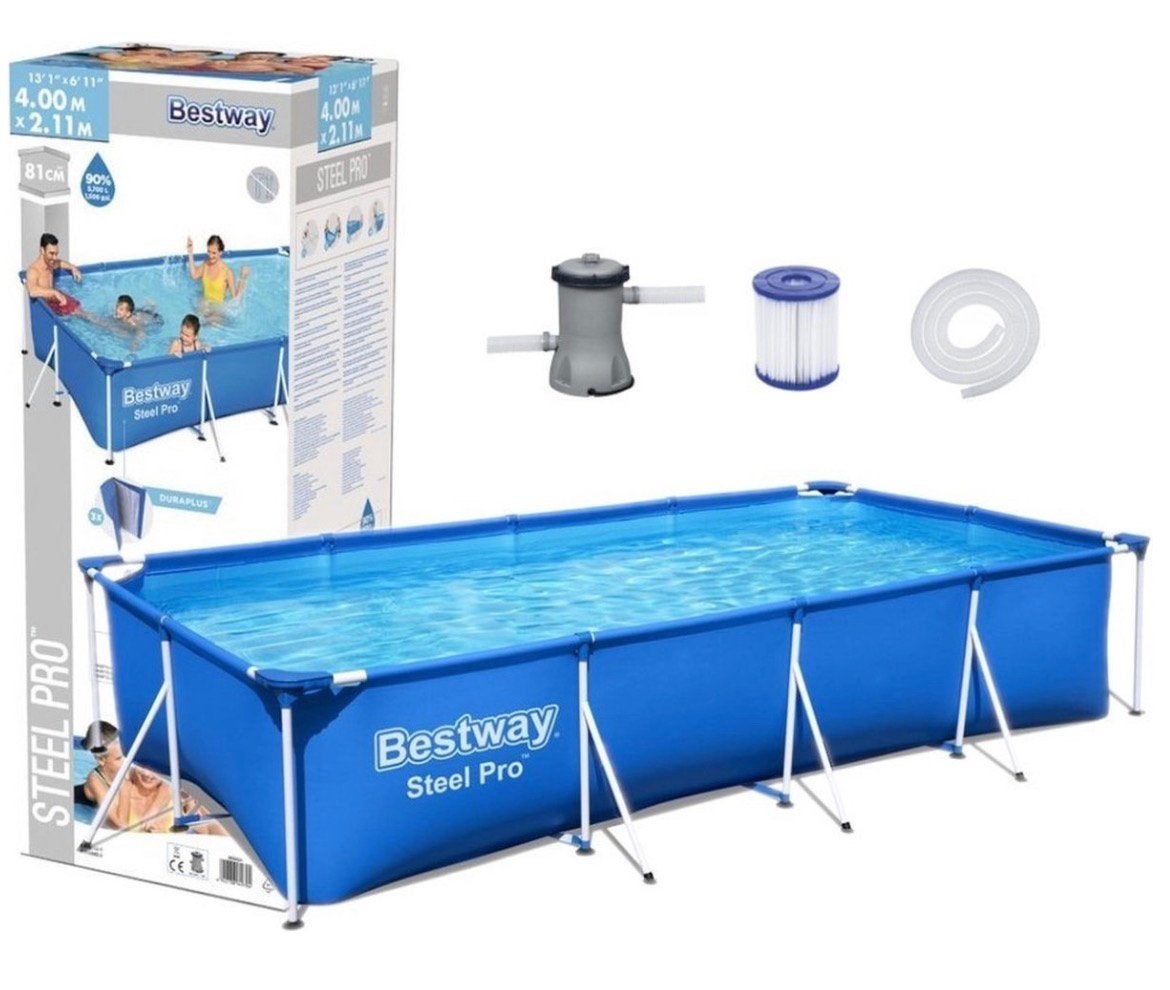 Bestway Steelpro zwembad 400 x 211 x 81, Tuin en Terras, Ophalen, Zo goed als nieuw