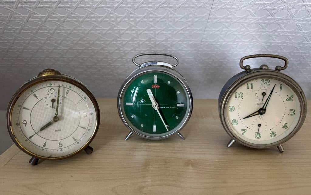 3 vintage retro wekkers jaren 60/70 – decoratief, Ophalen, Onbekend