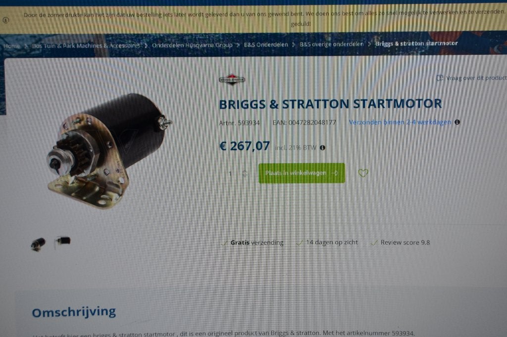 Startmotor origineel briggs&stratton ( 14 tanden ), Ophalen of Verzenden, Nieuw, Elektrische starter