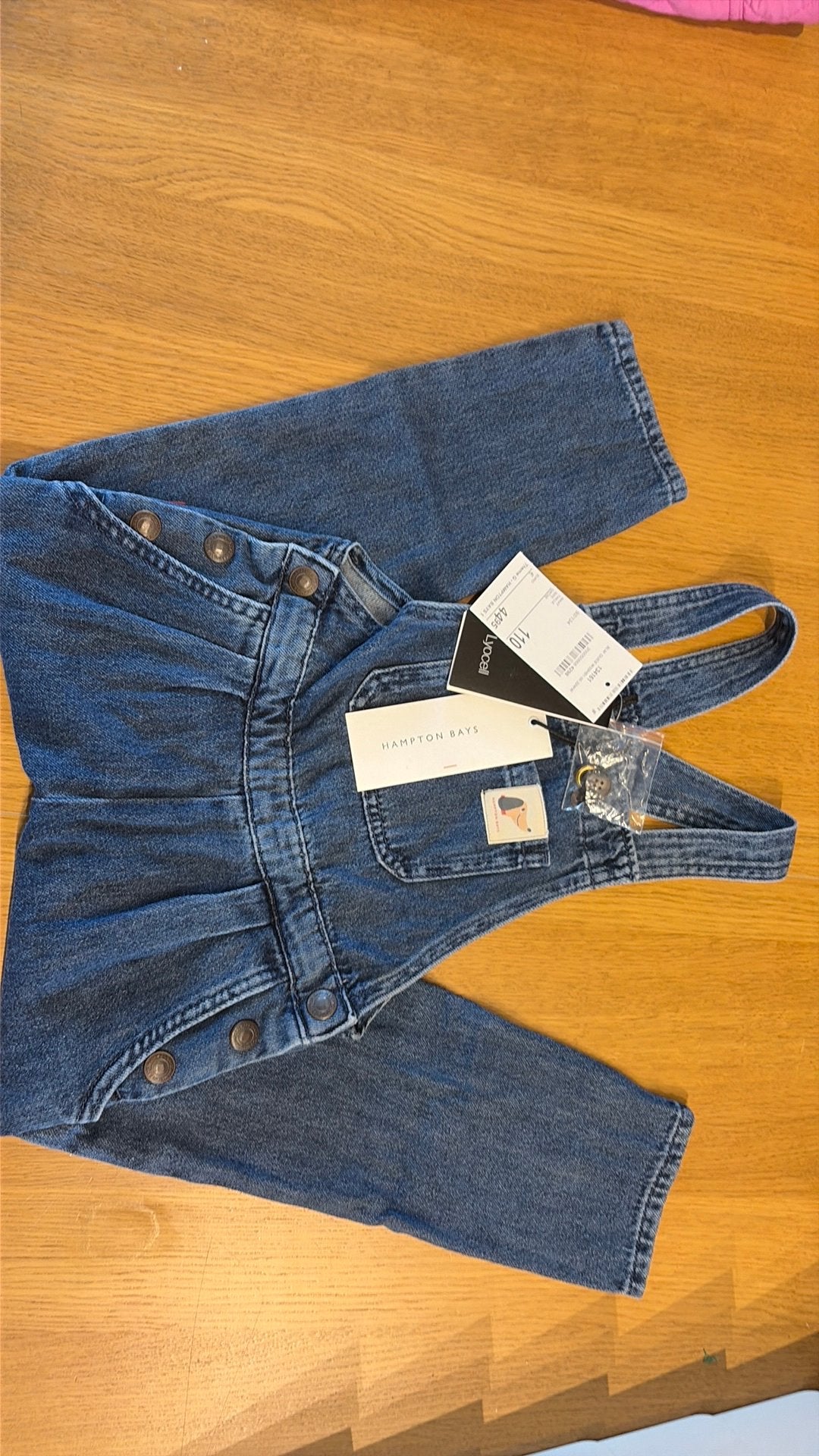 denim salopette / tuinbroek van Hampton Bays maat 110, Kinderen en Baby's, Ophalen, Nieuw, Meisje, Broek