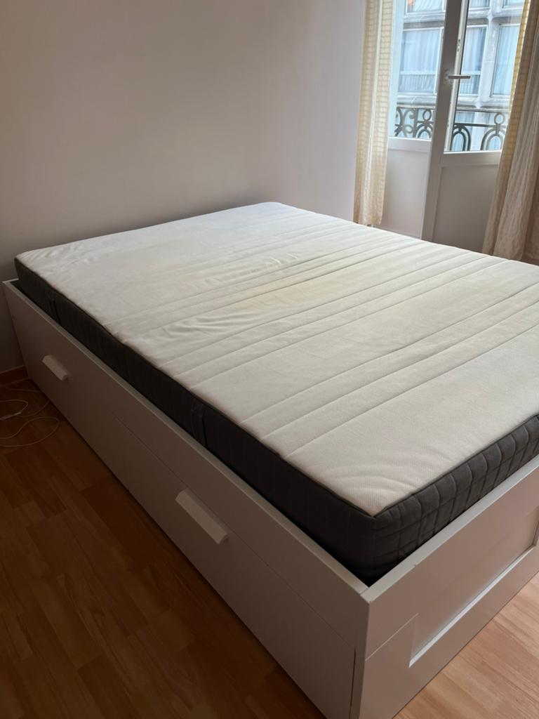 Cadre de lit + Sommier + Matelas, 140 cm, Enlèvement, Utilisé, Sommier