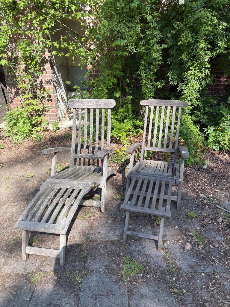 Chaises longues en bois (2 pièces), Enlèvement, Utilisé, Bois
