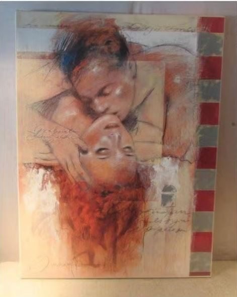 Belle œuvre d'art « Le jeu de l'amour » - Joadoor - 82x62, Enlèvement ou Envoi, Comme neuf, Imprimé, Création originale