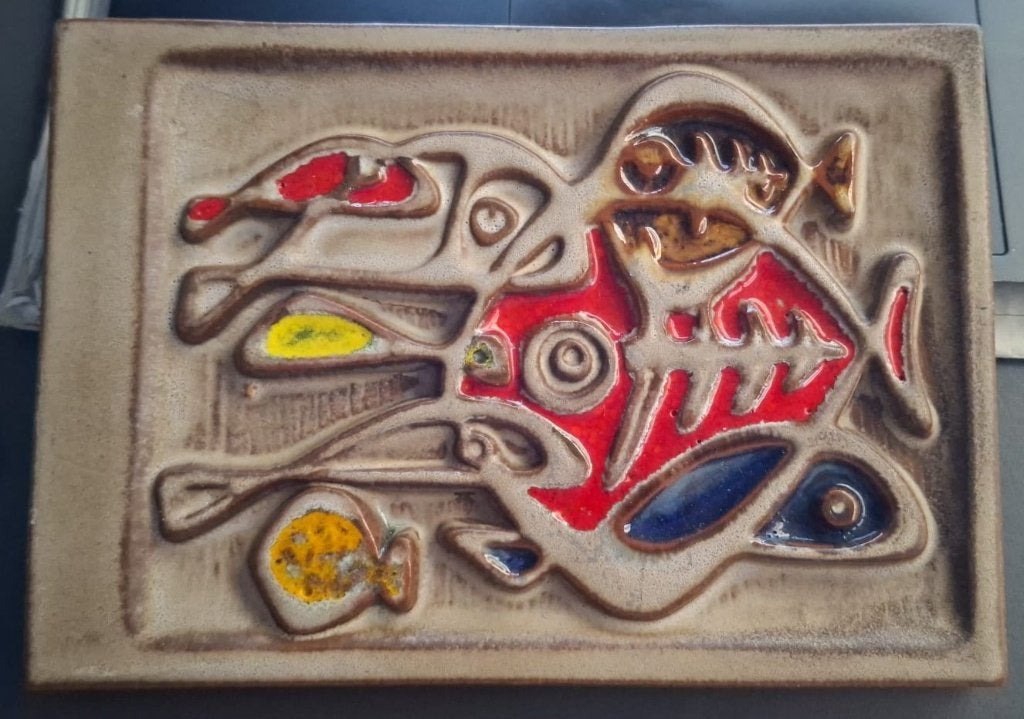 Assiette murale en céramique du milieu du siècle, années 60, Enlèvement ou Envoi