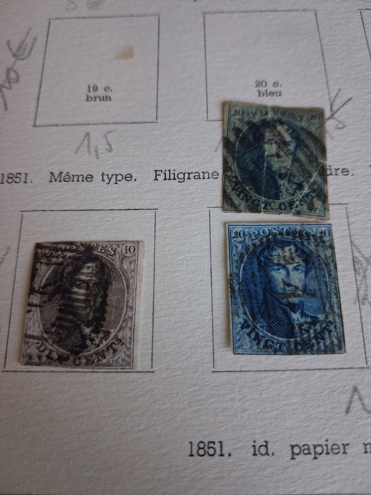 1851 timbres belges  COB  6 7, Enlèvement ou Envoi