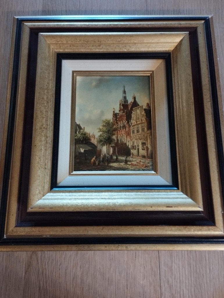 Olieverfschilderij: Jan BEEKHOUT - Stadzichte. 35 x 40, Antiek en Kunst, Kunst | Schilderijen | Klassiek, Ophalen, Olieverf