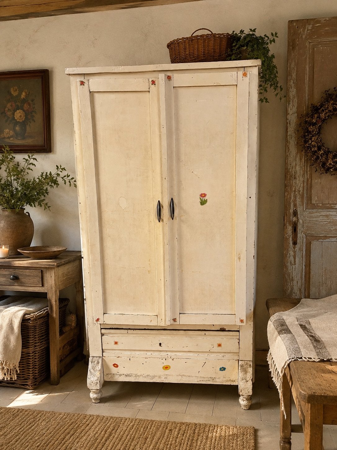 Charmante landelijke vintage kast – uniek stuk, Ophalen
