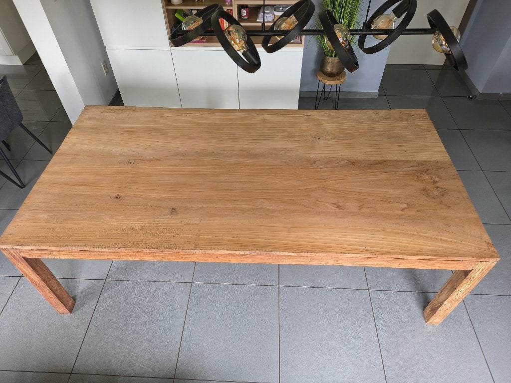 Prachtige tafel massief teak hout 120x240 *Perfecte staat*, Antiek en Kunst, Ophalen