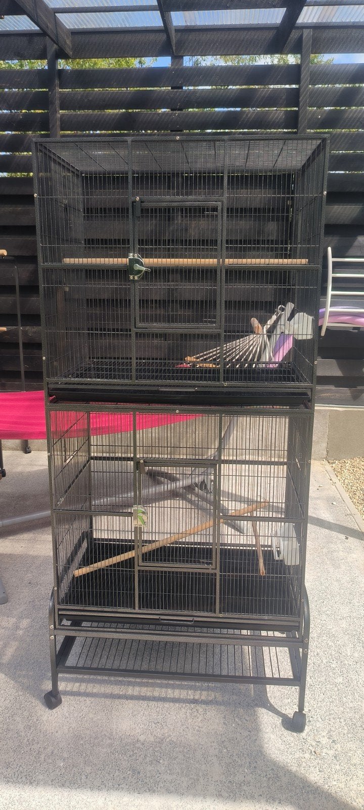 Cage double, Animaux & Accessoires, Oiseaux | Cages & Volières, Enlèvement, Comme neuf, Métal, Cage à oiseaux