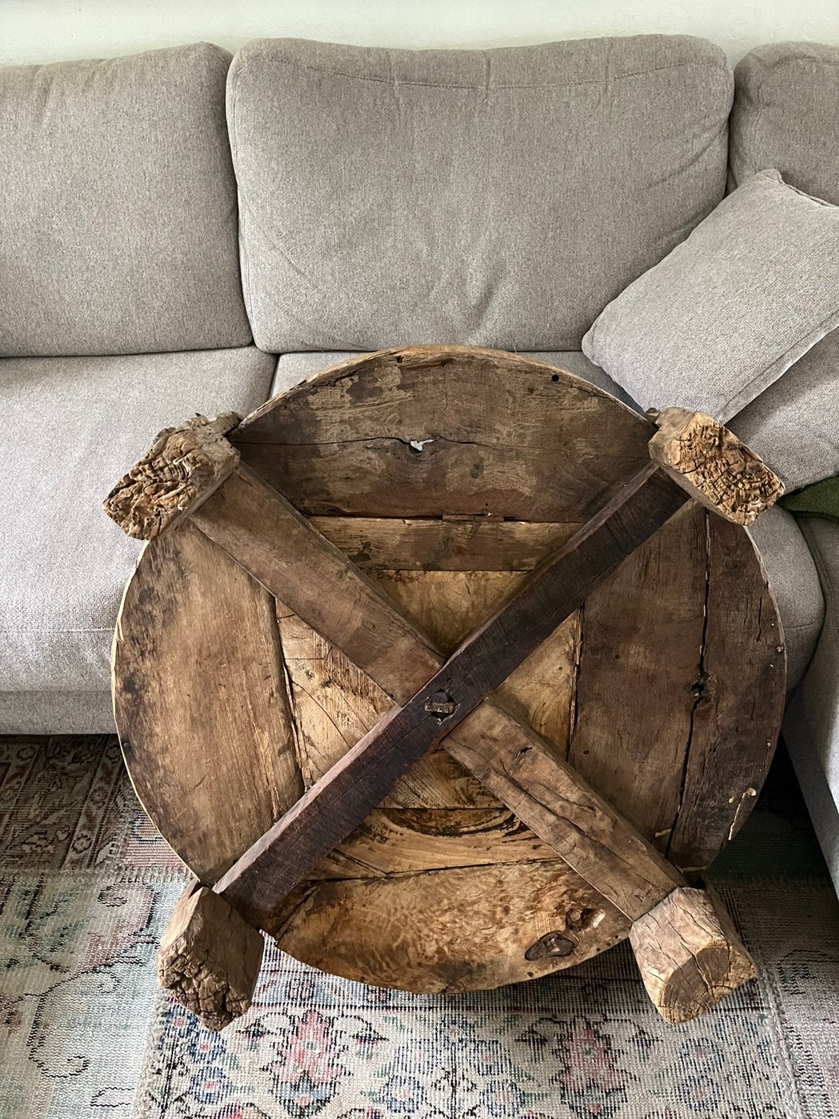 Oude salontafel in het hout, Ophalen, Gebruikt, Landelijk/ antiek, Rond