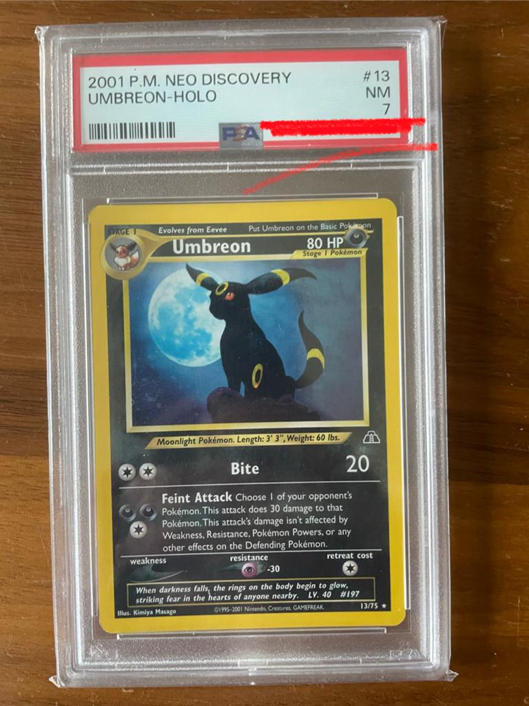 Psa 7 umbreon ndi 13 pokemon kaart - OG moonbreon, Enlèvement ou Envoi, Comme neuf