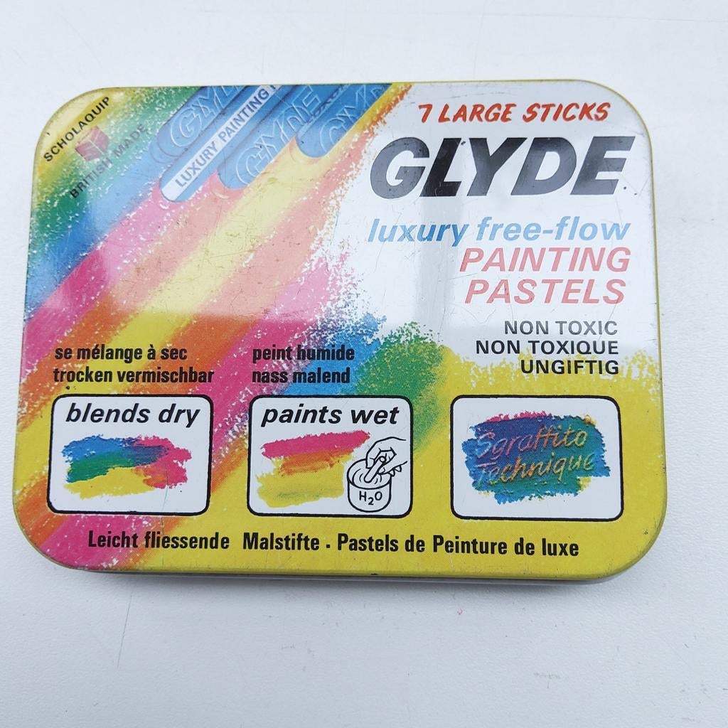 "Glyde" 7 wateroplosbare aquarelkrijtjes in blikken doos., Ophalen of Verzenden