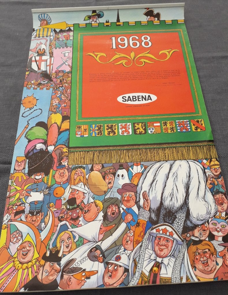Sabena - kalender 1968, Collections, Enlèvement ou Envoi, Utilisé, Ustensile
