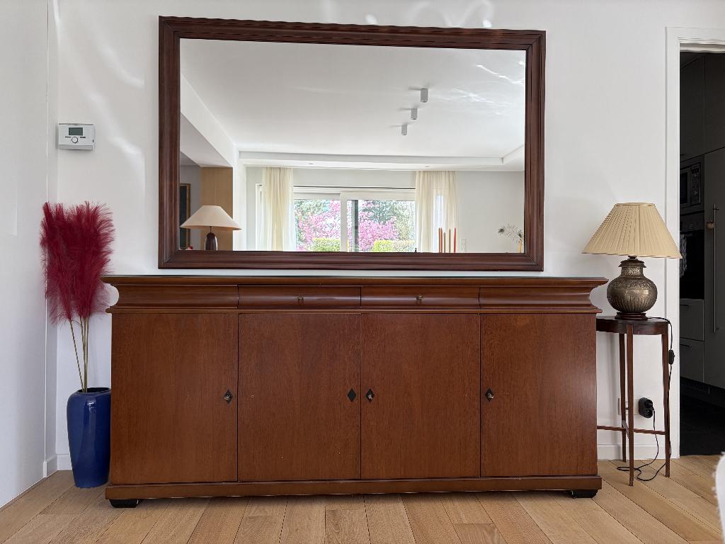 Buffet en noyer massif + mirroir, Avec tiroir(s), 25 à 50 cm, Moins de 100 cm, 150 à 200 cm