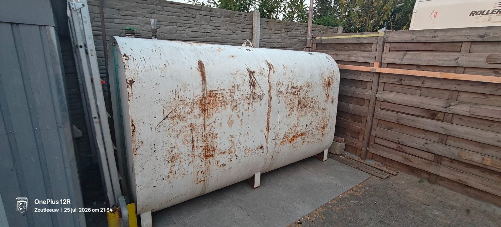 mazouttank met groene stop, Ophalen, Gebruikt, IJzer