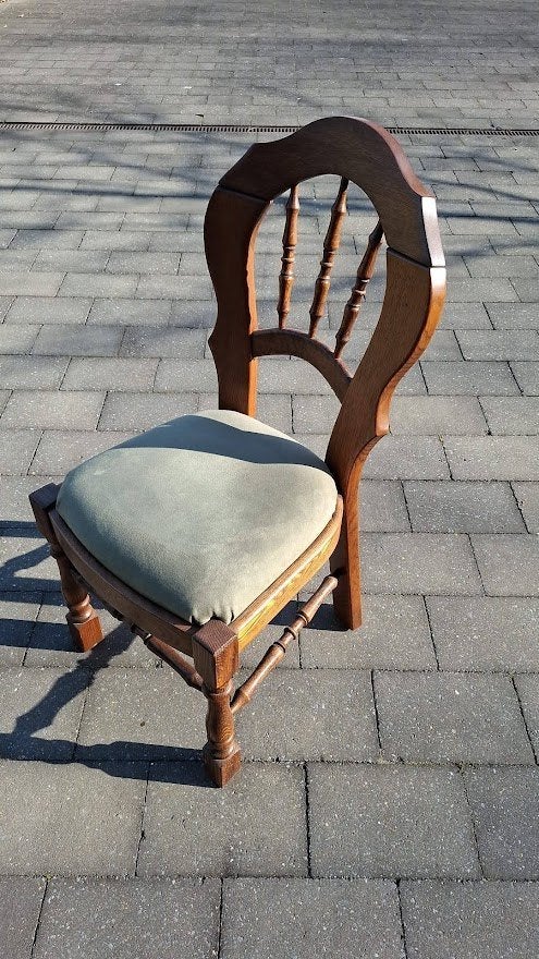 chaises en chêne avec assise en tissu, Maison & Meubles, Chaises, Enlèvement, Comme neuf, Bois, Cinq, Six Chaises ou plus