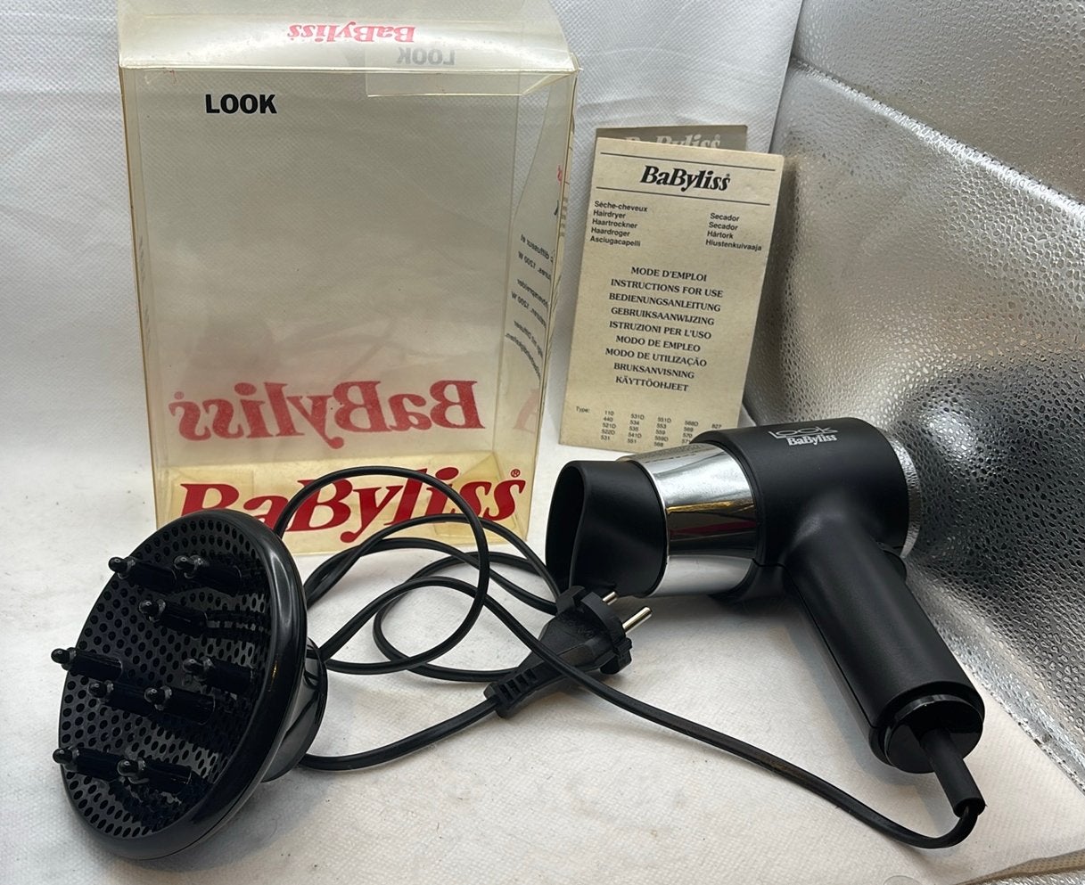 Vintage Babyliss LOOK 1200W complete set haardroger, Ophalen of Verzenden, Gebruikt