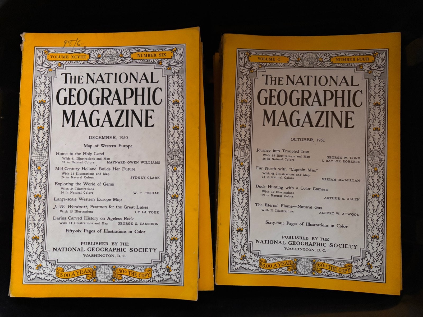 National geographic 4 jaargangen 1948, 1949, 1950 en 1951, Verzamelen, Ophalen, 1940 tot 1960, Tijdschrift