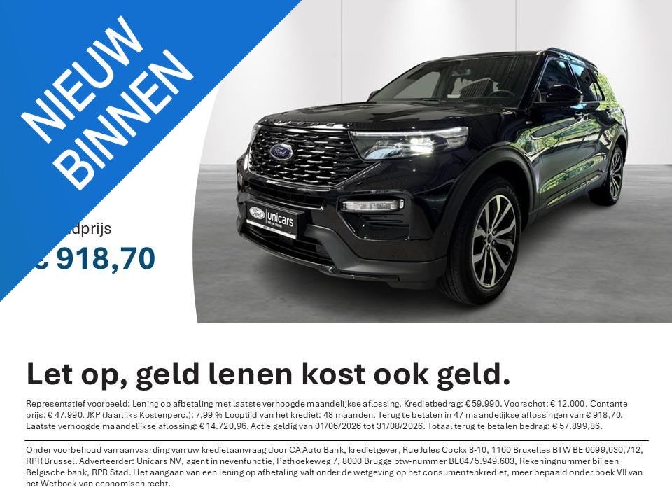 Ford Explorer 3.0i EcoBoost 457ps PHEV ST-Line, Autos, Ford, Entreprise, Achat, Explorer, Caméra 360°, 4x4, Airbags, Alarme, Bluetooth