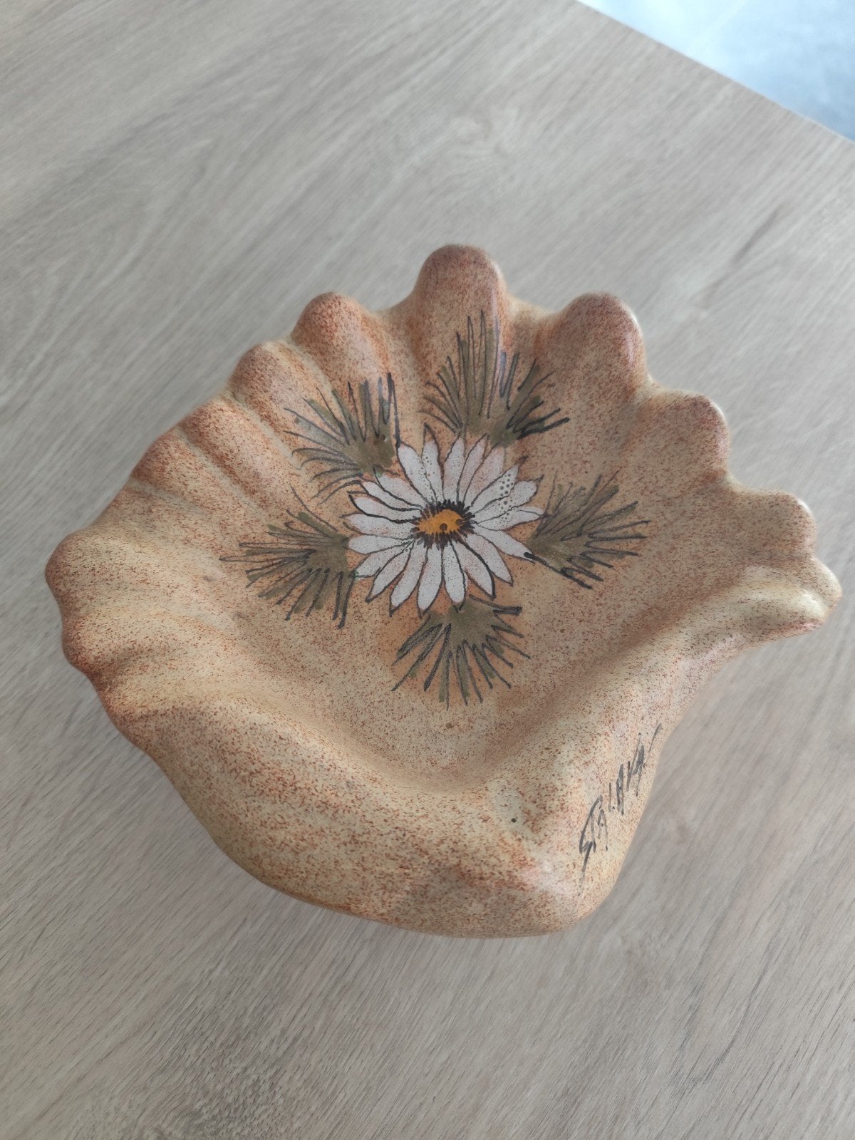 Vide-poche vintage en céramique – Forme Coquillage & Décor, Enlèvement ou Envoi