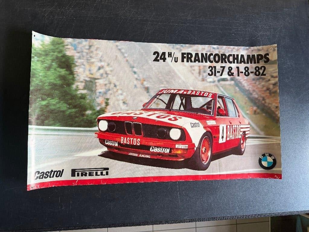 affiche 24 heures de Francorchamps années 80 Bastos BMW, Enlèvement ou Envoi, Utilisé, Voitures